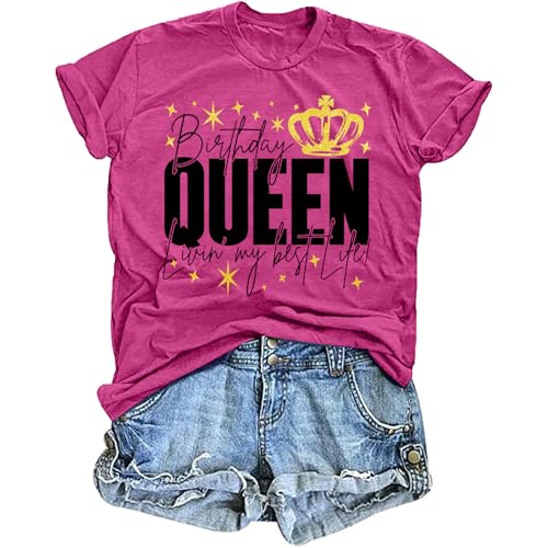 Birthday Queen Shirts for Women: Happy Birthday T-Shirt Party Gift Causal Short Sleeve Tops