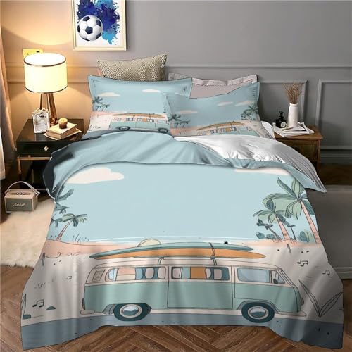Housse de couette lavable et durable avec motif camionnette de plage 3D - 6