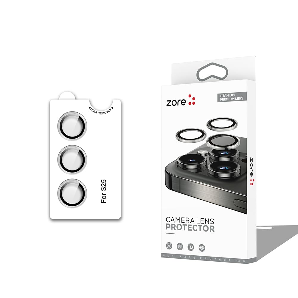 Zore Galaxy ile uyumlu S25 CL-12 Premium Safir Parmak İzi Bırakmayan Anti-Reflective Kamera Lens Koruyucu Gümüş