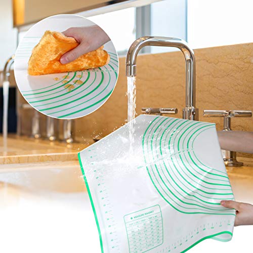 GWHOLE Silikonmatte Backmatte Silikon Teigmatte Wiederverwendbar Antihaft Rutschfest mit Messung, 60 x 40 cm (60×80cm, Grün)