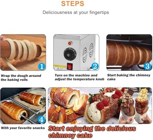 Commercial Electric Chimney Cake Oven & Cake Pop Roller Machine, 220V, Includes 2 Stainless Steel Bars, Perfect for Baking Delicious Chimney Cakes and Cake Pops