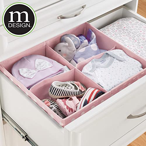 Mdesign Soft Fabric Dresser Drawer/Closet Divided Storage Organizer Bins For Nursery - Holds Blankets, Bibs, Socks, Lotion, Clothes, Shoes, Toys - Set Of 5 - Pink/White Polka Dot #TOP3