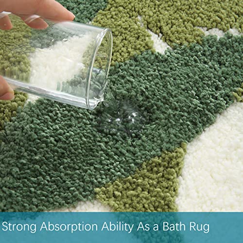 Zebrasmile DD-YEYU-QINGWUFEIYANG-4565 Bathroom Rugs - Green Bath Rug Non Slip Back Water Aabsorbent Leaves Plush Microfiber Small Bathroom Rug Leaf Shower Mat Cute Green Bath Mat Doormat 17.5 X 25.5 In thumb #2