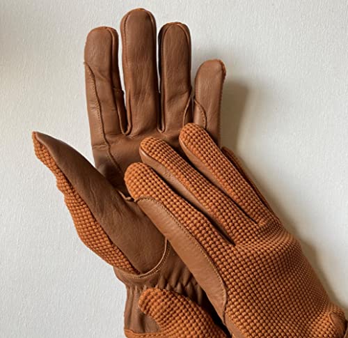 mustang eq Gents Horse Riding Men Gloves Equestrian Real Leather & Cotton Premium Quality in TAN (Medium)