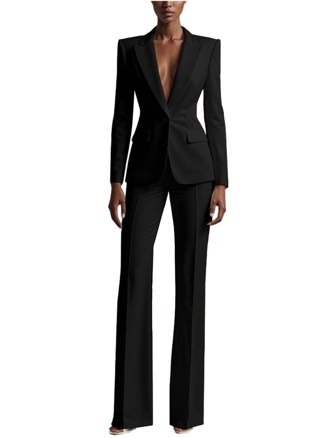 Womens Suit One Button Formal Tuxedos Peak Lapel Jacket Pants Dinner Performance