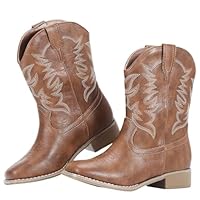 RLW Boys Cowboy Boots for Kids, Square Toe Western Cowgirl Boot for Girls Toddler/Little/Big Kid, Brown 6 Big Kid