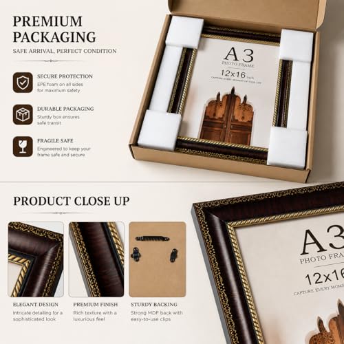 Image of AbhiKalpya Art Studio A3 Photo Frame 12x16 (Decorative Retro) Empty frames for Artwork and Painting (Set of 1)