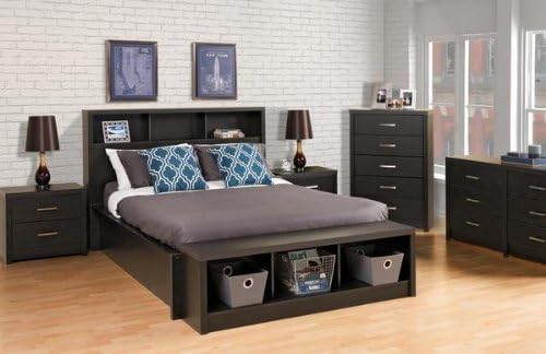 Prepac District Double Headboard, Queen, Washed Black