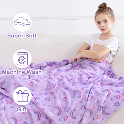Softan Rainbow Blanket For For Girls, Soft Cozy Flannel Kids Throw Blanket For Boys And Girls thumb #5