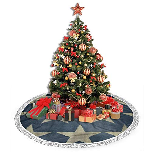 Antcreptson American Flag Stars Patriotic Memorial Day Fourth Of July Blue Beige 36 Inches Christmas Tree Skirt Christmas Decoration Ornaments Holiday Party Mat Xmas #TOP3