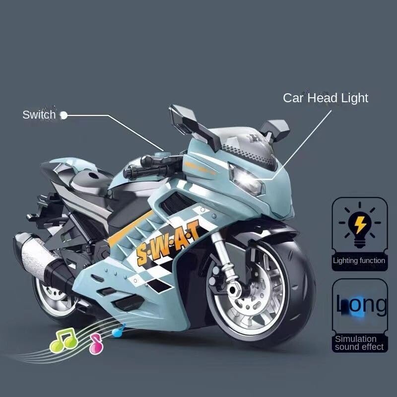 Image of Police Motorcycle Toy - Pull Back Motorcycle Toys, Tiny Gift with Music Lighting, Latte Motorcycles Toy for Kids Boys Age 3-8 Year Old (Sports Motorcycle Bike-Multicolor)