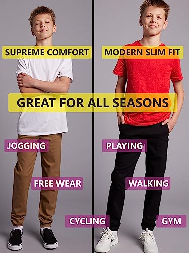 2-Pack Boy's Slim Fitting Cotton Stretch Classic Twill Joggers4