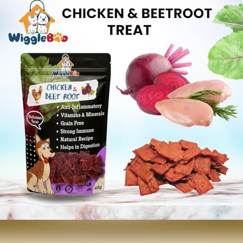 Image of Chicken & Beetroot Treat for Dog | Travel Friendly Pack | Helps Immune System & Digestion | Crunchy Healthy Snacks | 45g