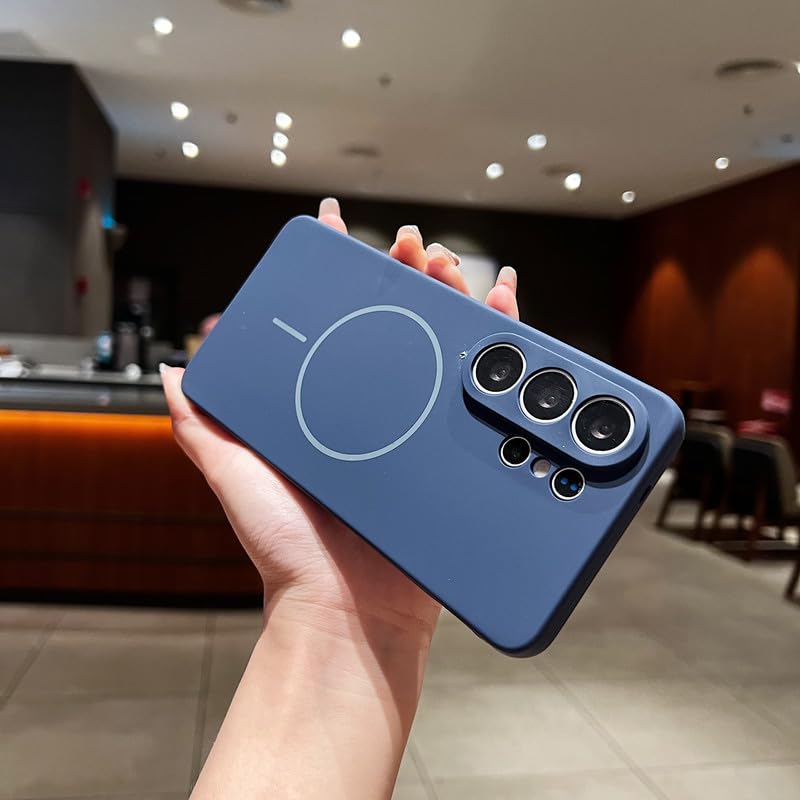 Image of LuxuryKase Silicone Magnetic Case for Samsung Galaxy S26 Ultra | Soft Microfiber Lining | MagSafe Support | Shockproof Protective Cover | Precise Cutouts | Slim Fit Design - Blue
