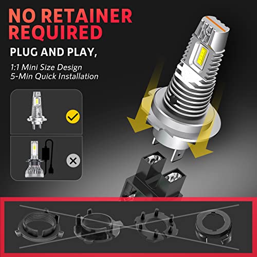 Krieges Fahren H7 Led Headlight Bulbs, 400% Brighter, 2023 Upgraded 1:1 Mini Size, No Adapter Required H7 Led Bulb, 6500K Cool White Plug And Play, Halogen Replacement, Pack Of 2 #TOP3