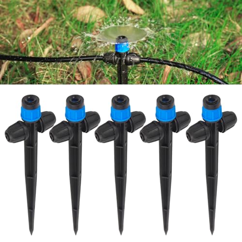 25 Pcs Drip Irrigation Fan Emitter for 1/4 Irrigation Tubing Adjustable Water Flow Irrigation Spary Dripper with Stake Drip Micro Drip Irrigation Sprayer Emitter for Irrigation Watering System