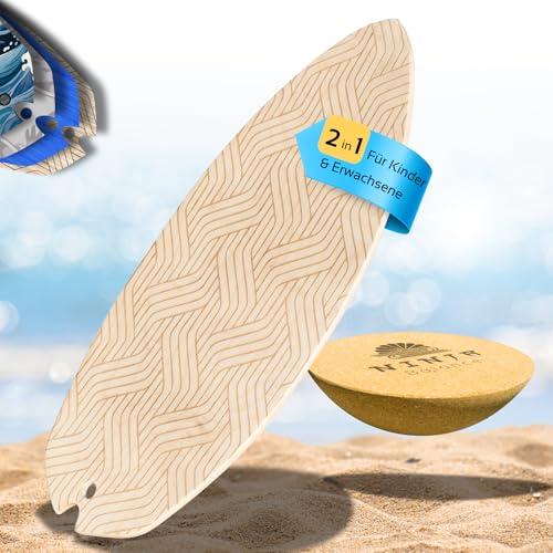 Ninja Balance Board | Balance Board + Kork Halbkugel – Gleichgewichtstrainer für Kinder & Erwachsene – 100{5c599505fe1084750bf2f3b8aa6991a3ced9040fcbf80d49b0c7531011befc1c} Holz in Rocker shape - Indoor Surfing Board Fitness | Trickboard für Core Training | Woven Ninja Balance Board | Balance Board + Kork Halbkugel – Gleichgewichtstrainer für Kinder & Erwachsene – 100{5c599505fe1084750bf2f3b8aa6991a3ced9040fcbf80d49b0c7531011befc1c} Holz in Rocker shape - Indoor Surfing Board Fitness | Trickboard für Core Training | Woven