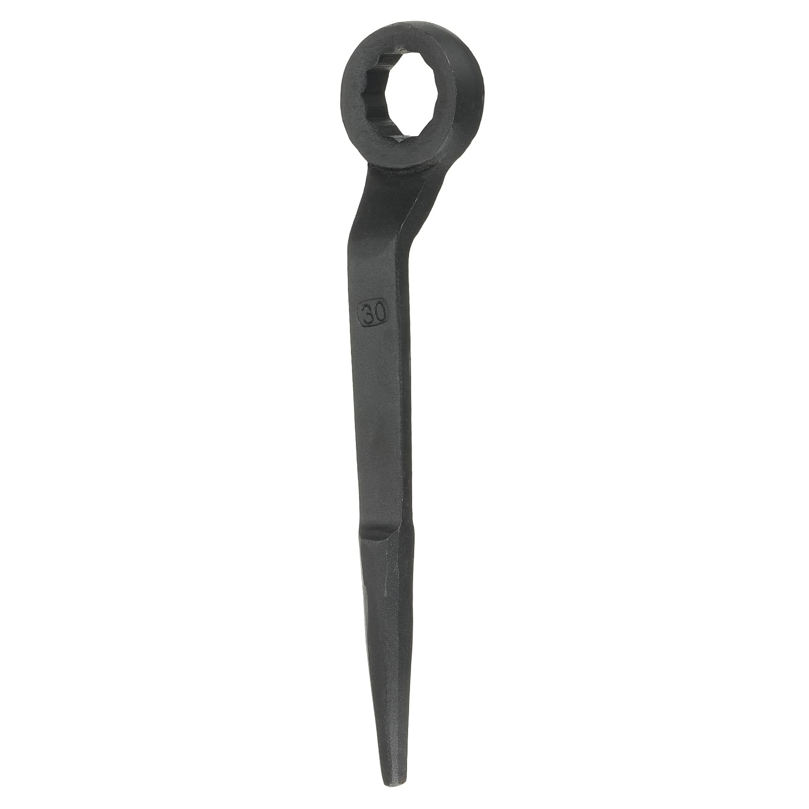 sourcing map Single Head Box Wrench 30mm 45# Steel Blackening Metric Striking Wrench Offset Single Head Box End Ring Type Impact Hand Spanner with Pointed Tail for Repair Maintenance, Black