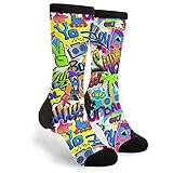 MOLIAN Unisex Fun Novelty Crazy Crew Socks Abstract Comics Pattern Dress Socks