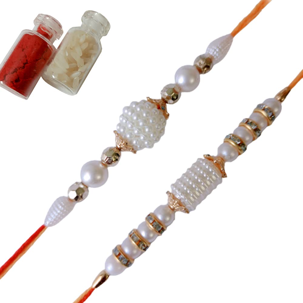 Raksha Bandhan Combo of 2 Designer Multicolor Rakhis for Brother with Roli Tilak bottle Set in Beautiful Cushion & Zipper Pouch Packing.-image-19