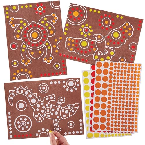 Baker Ross FN034 Indigenous Australian Dotty Art - 10 Pack Kids Arts and Crafts Kits Learning Material