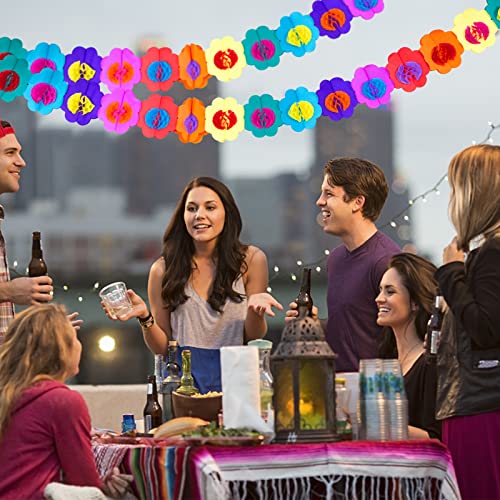 Domestar 3 Packs Fiesta Paper Flower Garlands, Mexican Party Banners Rainbow Flower Streamers Tissue Hibiscus Garlands For Cino De Mayo Tropical Luau Birthday Party #TOP7