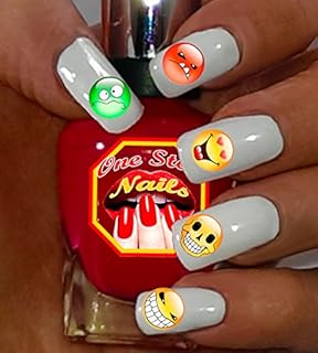 Emoticons (Smiley Faces Showing Emotions) Waterslide Nail Decals by One Stop Nails V1A.