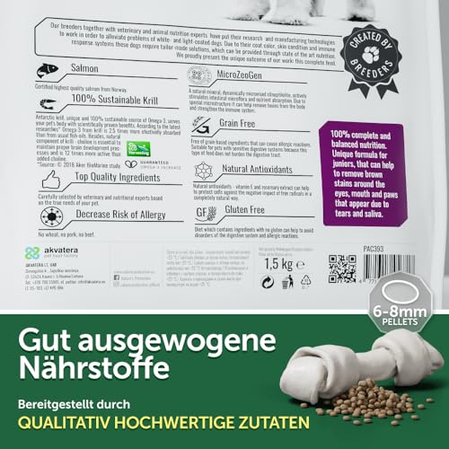 Nature's Protection Superior Care Hypoallergenes Hundefutter Trocken Getreidefrei für Alle Rassen - Welpenfutter mit Lachs für weiße Hunde, Entfernt Braune Tränenflecken, 10kg