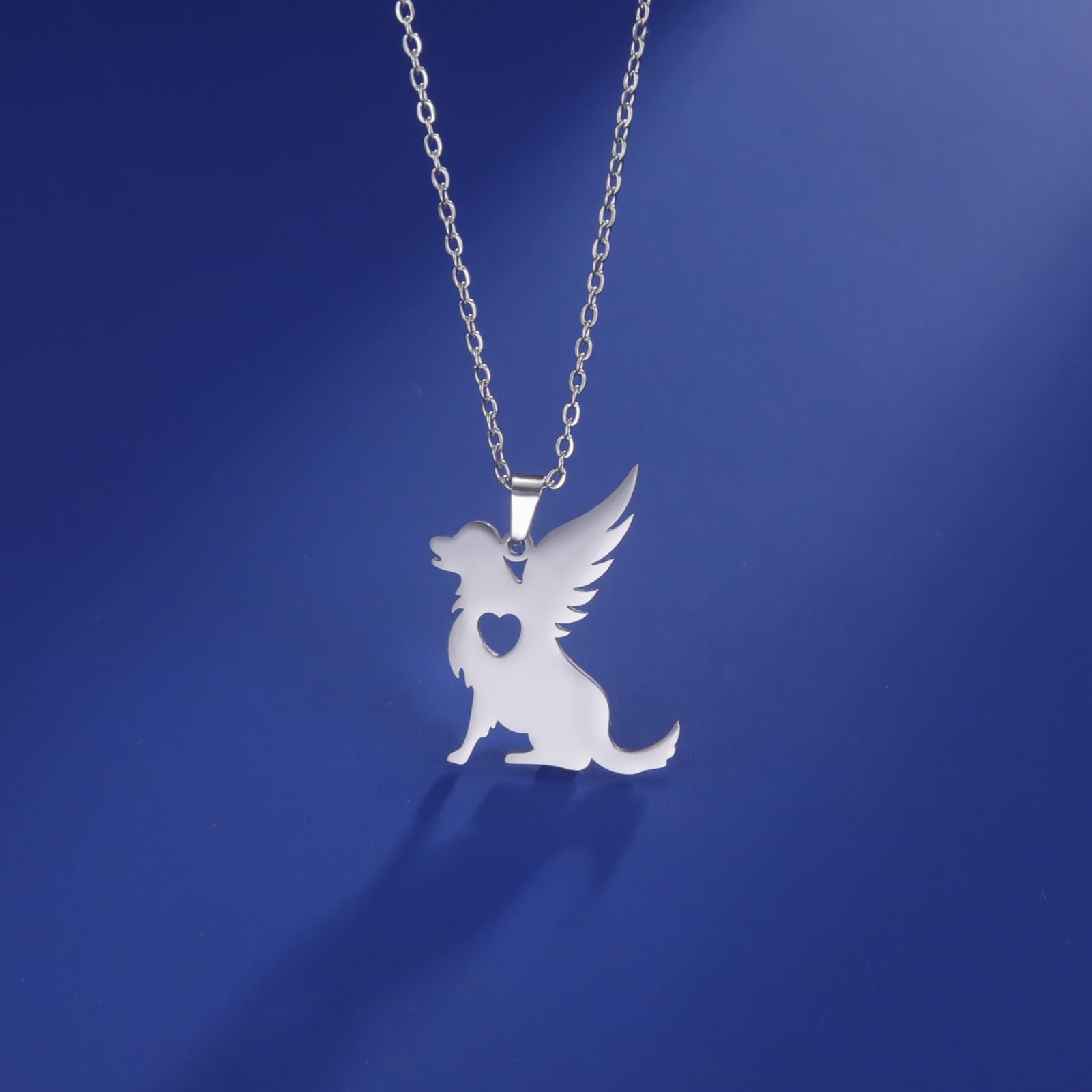 TEAMER in acciaio inox Angelo Cane Collana Carino Ala Cuore Cane Ciondolo Animale domestico Cane Amante Memorial Gioielli per le donne uomini