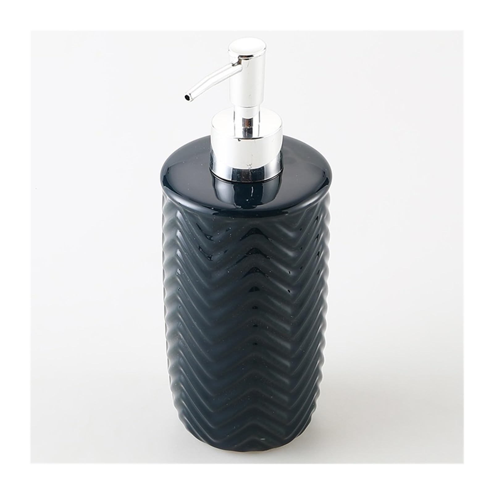 Lotionspender, Seifenspender aus schwarzer Keramik mit silberner Pumpe, Handspender, for Bad- und Küchenspender