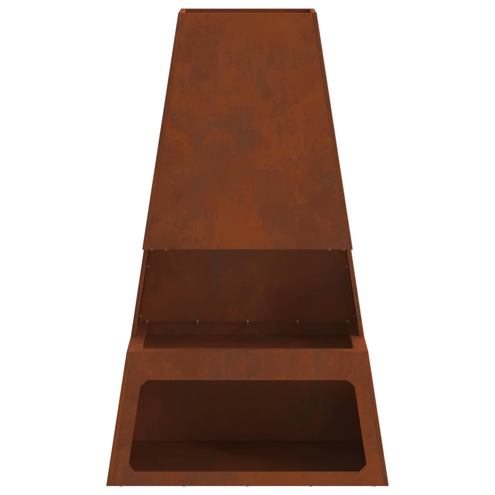 Palenisko brązowe z odpornej na warunki atmosferyczne stali 60 x 35 x 100 cm o dużej pojemności do drewna, idealne do ogrodu, na taras i na zewnątrz, ciepło z romantyczną atmosferą