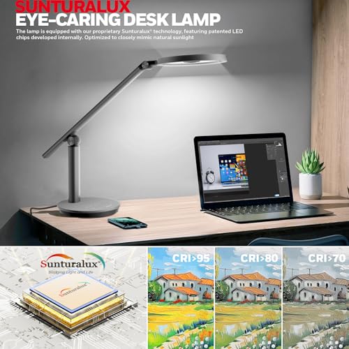 Image of Honeywell H6 Desk Lamp for Home Office, Dimmable Reading Table Light, Gray