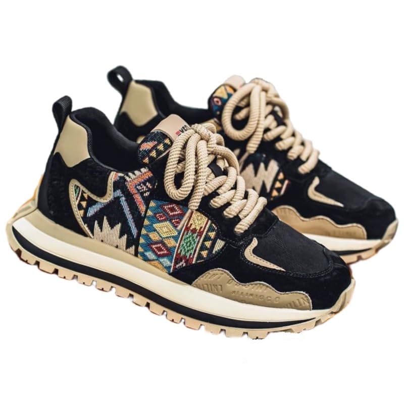 Fashion Sneakers, Breathable Fabric Upper, Rubber Sole, EVA Insole, Low Top Lace-Up Casual Sports Shoes for All Seasons, Allseason Sneakers | Vibrant Embroidered Shoes | Durable Rubber Sole