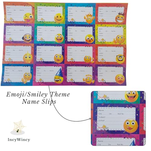 Image of Name Stickers for Notebooks & Books - Pack of 64 Durable Labels | School Stationery Essentials | Name Slips & Book Labels (Smiley)