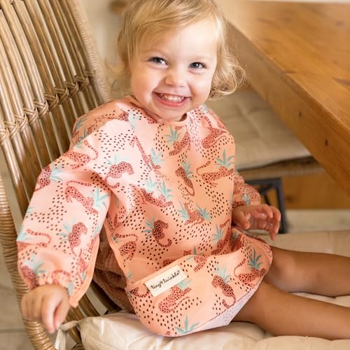 Image of Tiny Twinkle Long Sleeve Bib for Babies & Toddlers | Waterproof Smock Bib for Eating | Machine Washable & Mess-Proof Feeding Essentials | Newborn Shower Gift (Leopard, 6-24M)