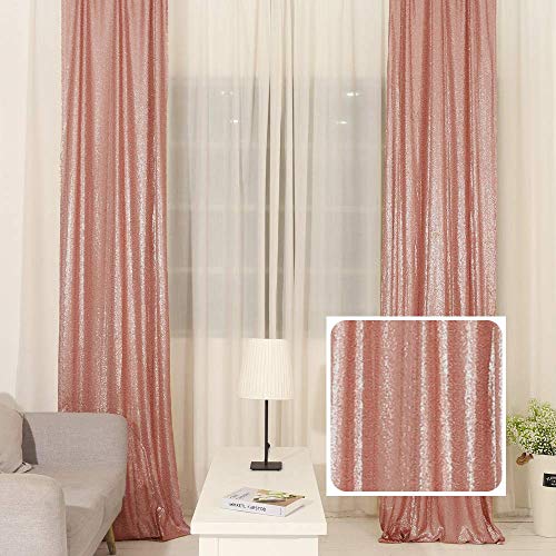 TRLYC 2FTx8FT Blush Backdrop Curtains Panels Weddings Sequin Window Drapes Two Panels