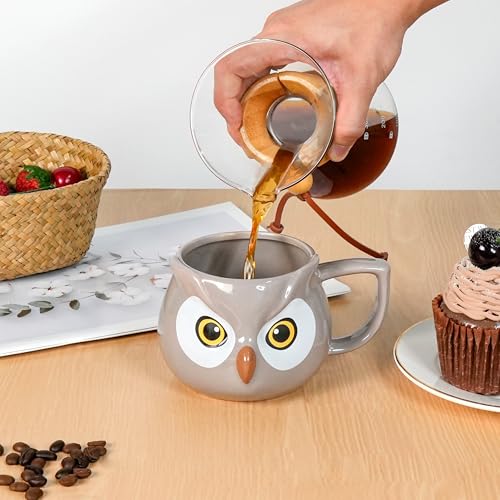 Taza de cerámica con búho 3D 14 oz miniatura 5