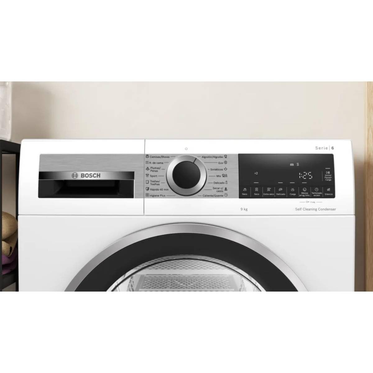 Bosch – Asciugatrice con pompa di calore, serie 6, 9 kg, AutoDry, mezza carica, asciugatura rapida, bianca, WQG245D1ES