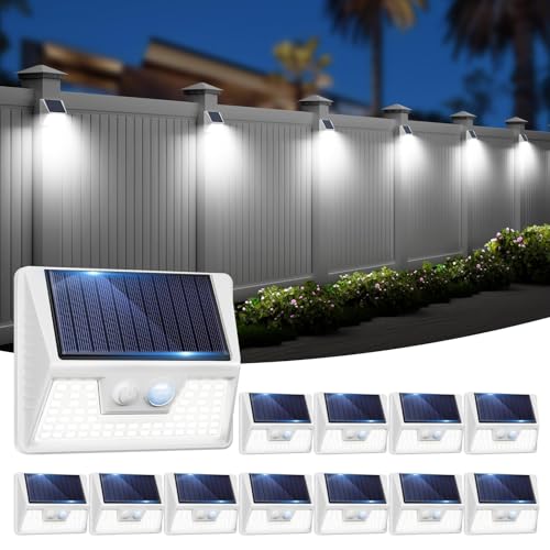 vighep 12Pack White Solar Lights Outdoor Motion Sensor, 6000K Cool Light/3 Lighting Modes, IP...