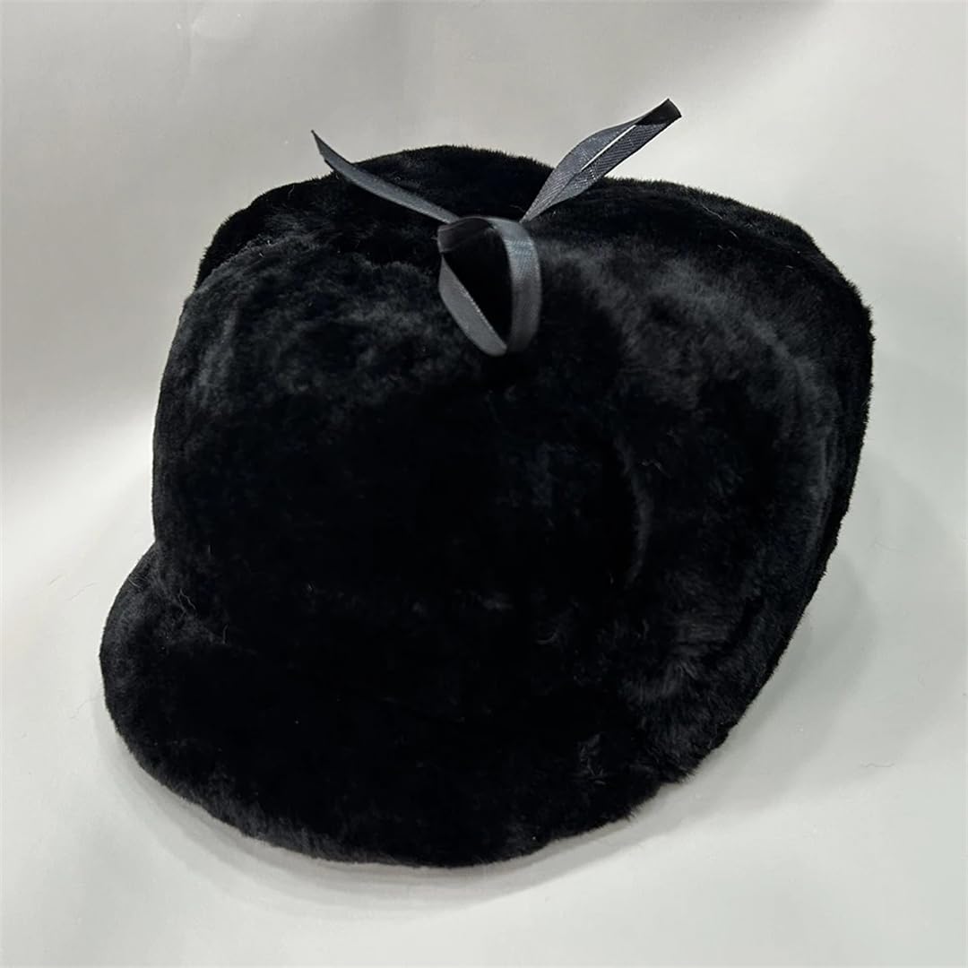 Wjnvfioo Gorro de lana sintética para hombre, gorro de lana de moda, gorro cálido para invierno, boina de lana peluda