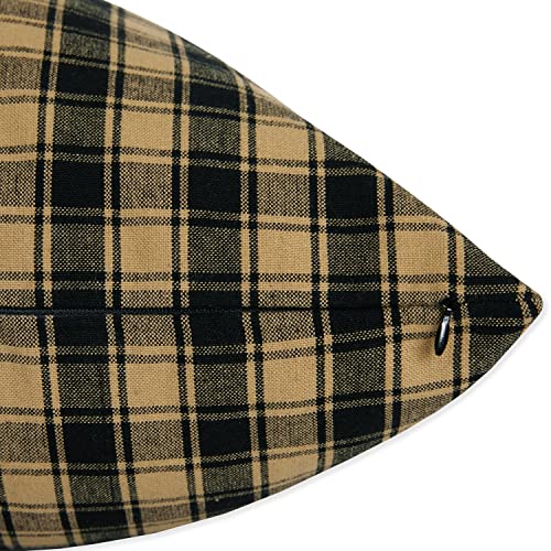 Cackleberry Home Black And Tan French Check Decorative Square Throw Pillow Case Covers Woven Cotton 18 X 18 Inches, Set Of 2 #TOP2