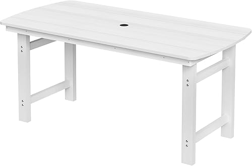 Miniatura 20 de HDPE - Juego de comedor al aire libre, mesa y sillas de patio, mesa exterior de 7 piezas y 6 sillas, agujero para sombrilla de 2 pulgadas, muebles