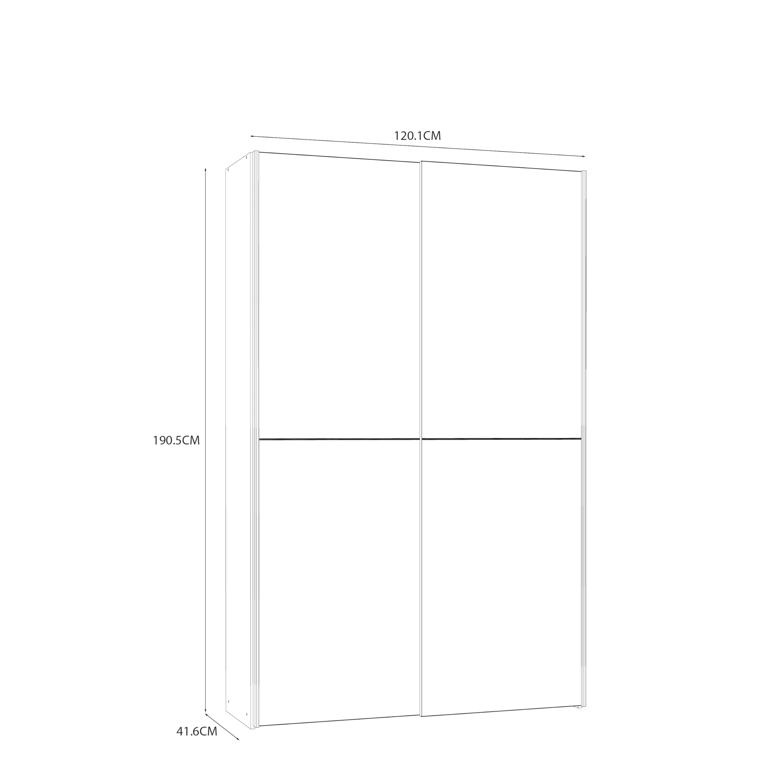 AVANTI TRENDSTORE - Dairago - Armadio da guardaroba con 2 ante scorrevoli con 6 ripiani in legno laminato. Adatto per l'ingresso, offre molto spazio. Dimensioni LAP ca. 120x191x42 cm