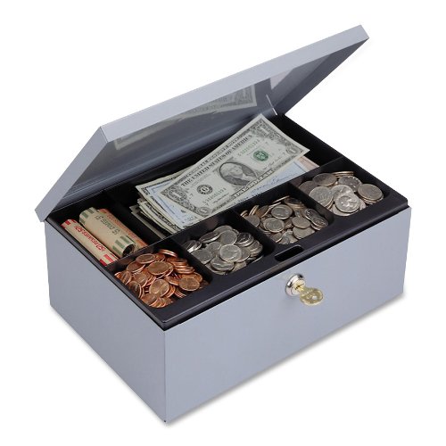 STEELMASTER Cash Box with Security Lock, Includes Keys, 11.25 x 4.38 x 7.5 Inches, Gray (221618201)