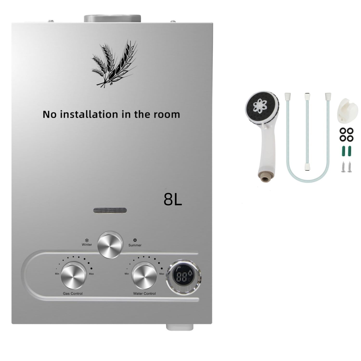 8L Calentador de Agua a Gas,GLP Gas Licuado de Petróleo,Calentador de Agua de Gas Propano,16KW,Calentador con Presión de Agua,para Casa/Caravana/Cabaña/Acampar (8, Litros)