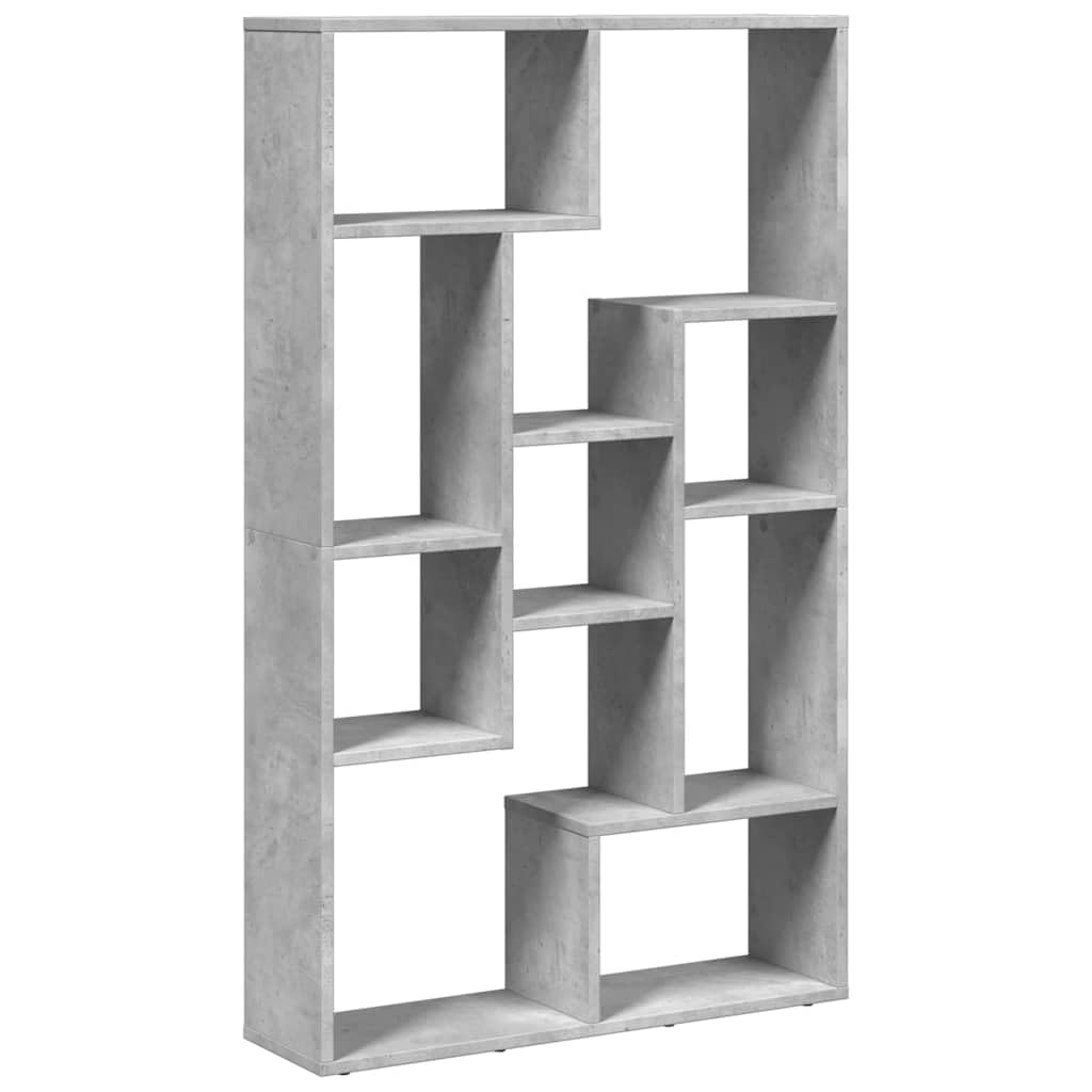 Bücherregal Betongrau 72x20x120,5 cm Standregal Raumteiler | Geometrisches Regal mit 9 Fächern für Wohnzimmer, Schlafzimmer & Büro. Flexibel vertikal oder horizontal aufstellbar.