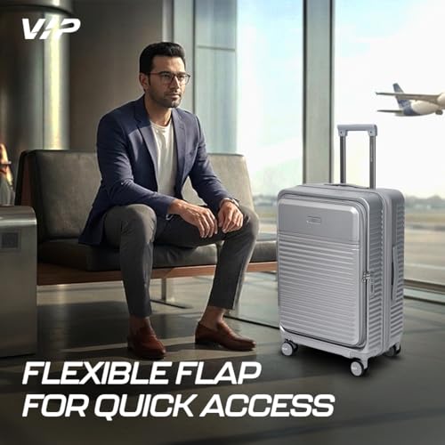 Image of VIP FLEX9010 Expandable Check-in Trolley Bag 67cm | Medium | Hard Luggage | 8-Wheel Business Travel Suitcase with 15.6 inch Laptop Compatible | Flushed TSA Lock | 3 Years International Warranty (Grey)