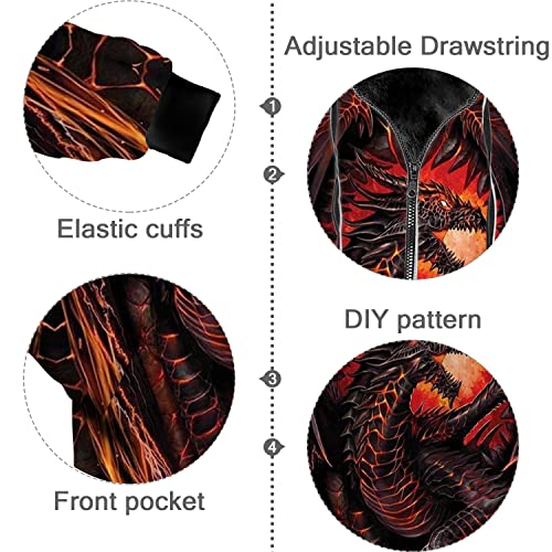 ximem Men's Women's Dragon Winter Jacket Coat Zip up Hoodies4