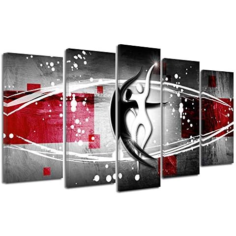 Declina Modern Design Silhouette Dancers - Abstract Canvas Wall Art Print - Home Decoration, Kitchen, Living Room, Adult Room - Red 220 x 120 cm Cover