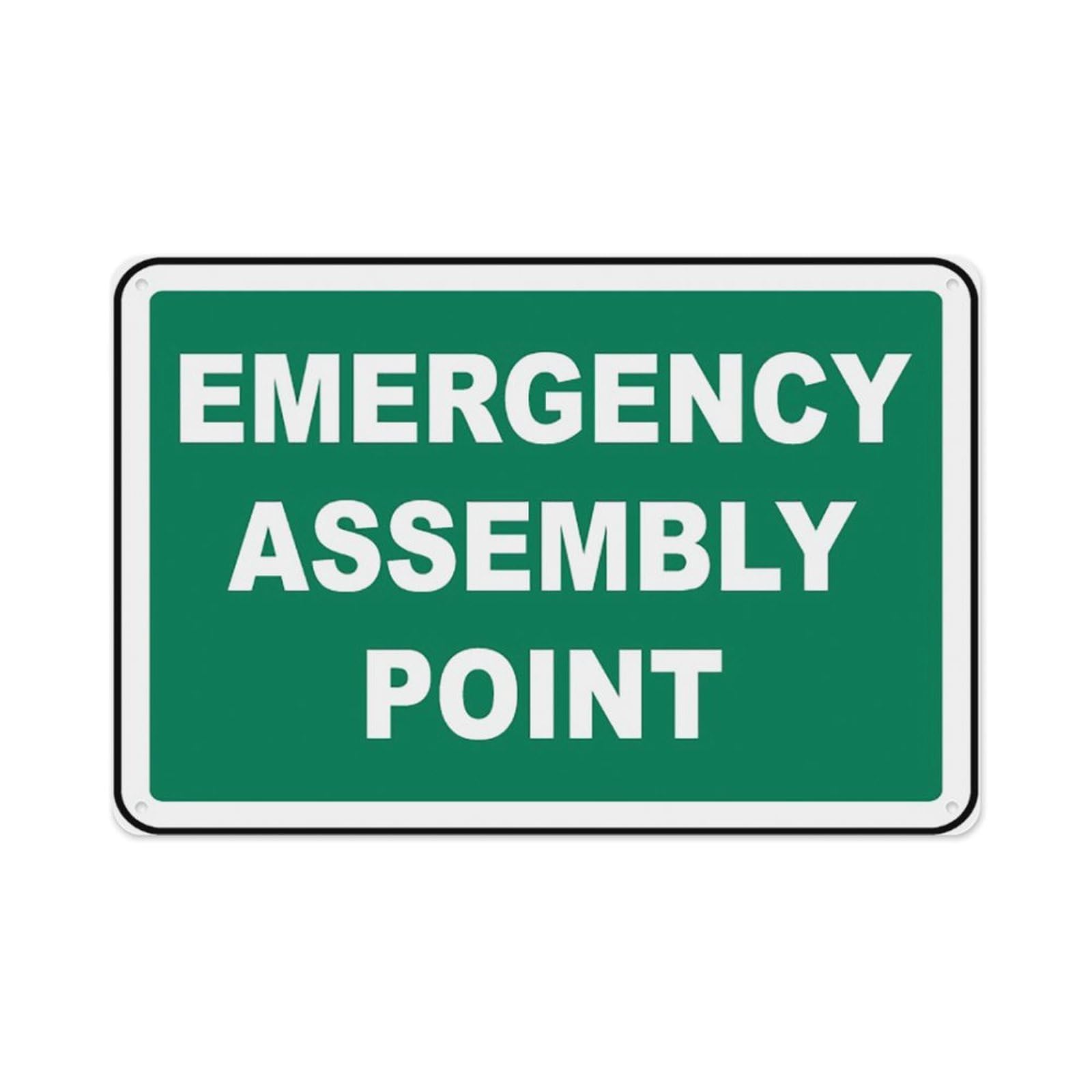 peiyeety Emergency Assembly Point Sign Aluminum Tin Warning Signs For Home Outdoor Garden 8X12 Inches
